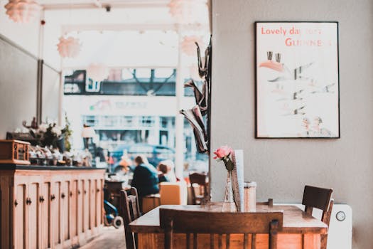 cozy restaurant interior with soft lighting