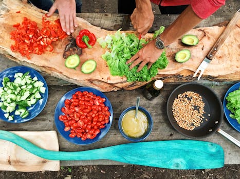 restaurant kitchen with fresh ingredients