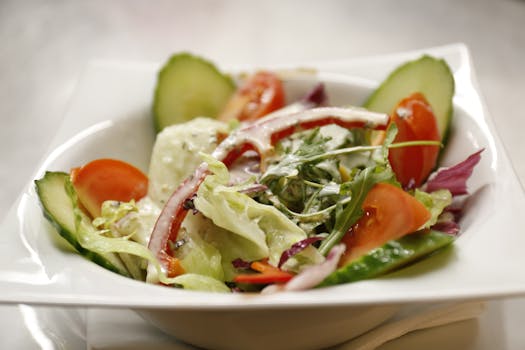 fresh salad bowl with greens