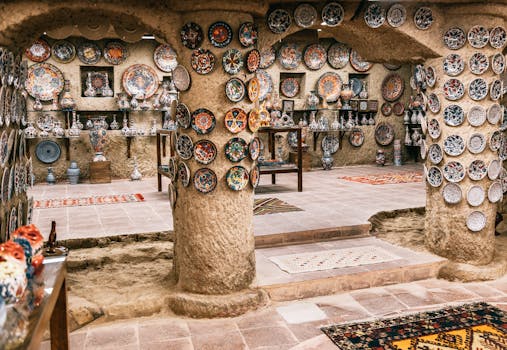 unique restaurant interior with local art