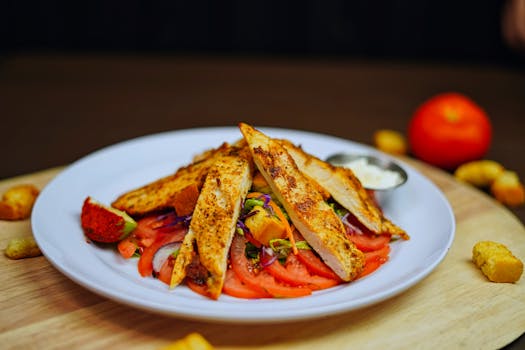 colorful salad with grilled chicken