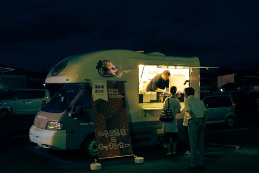 pop-up restaurant with a food truck