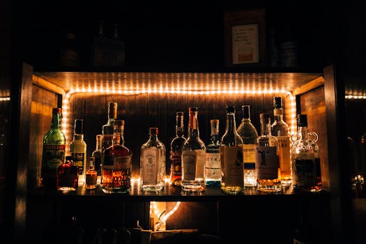 bar with liquor bottles