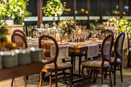 Elegant event setup in a restaurant