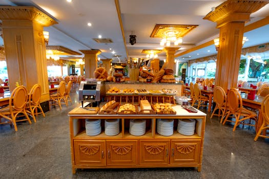 cozy restaurant interior with warm lights